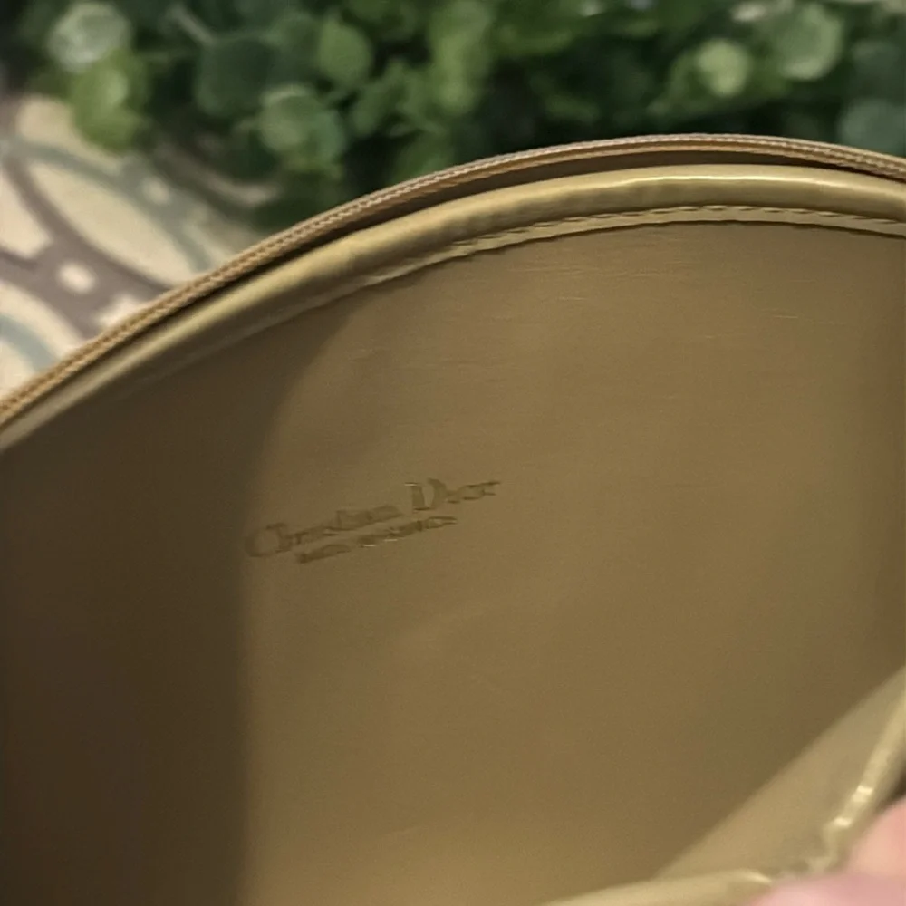 Dior Cannage (Honeycomb) Pouch – Beige Canvas with Brown Leather Trim